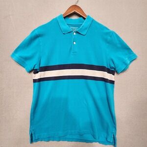 Mens‎ Simply Styled Blue Polo/Striped Short Sleeve Shirt Size Large